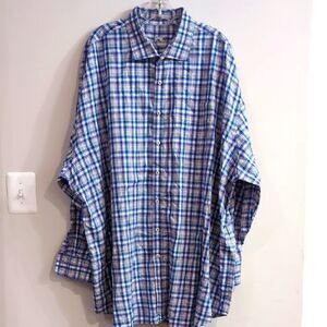 Peter Millar 100% Cotton Plaid Long Sleeve Button Shirt Sz 4XL